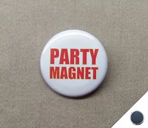 Party Magnet 1.25” Magnet Fun Charisma Celebrate Magnetism Fridge Fun - Picture 1 of 4