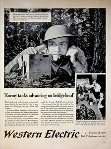 1941 Segunda Guerra Mundial Western Electric anuncio impreso vintage ejército de EE. UU. tanques enemigos avanzados - Imagen 1 de 1