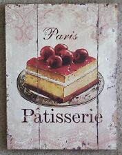 "Paris Patisserie" Wall Hanging....Distressed Looking Wood, 18" x 14" x 1.25"