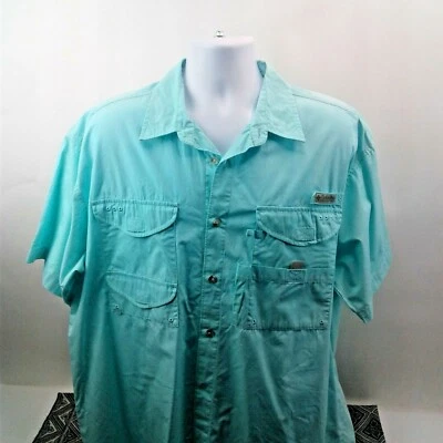 Columbia Mens PFG Performance Green Short Sleeve Fishing Shirt Size L - Image 1 of 4