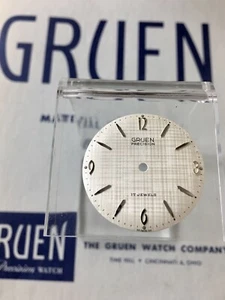 Vintage Gruen 552RSS Watch Dial Silver Markers Linen Finish 29mm NOS 1950s/60s - Bild 1 von 4