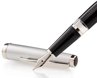 Cleo Skribent Classic Metall Kolben-Füllhalter, schwarz, M-Feder - Bild 1 von 4