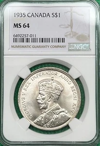 1935 Canada Silver Dollar. NGC MS 64. Only 428k Minted. 1st Year CAD dollar. - Picture 1 of 10