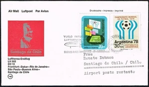 3079 ARGENTINA AL CILE FFC PRIMO VOLO COVER 1978 LUFTHANSA BS. AS.-SANTIAGO - Foto 1 di 2