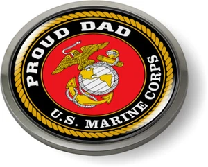 Officially Licensed USMC Product - Proud Dad US Marine Domed Car Emblem Badge - Bild 1 von 17