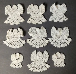 Set of 9 Crocheted Angel Ornaments 2 sizes handmade - Picture 1 of 8
