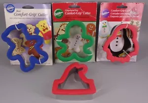 Four Wilton Comfort Grip Cookie Cutters 3 On Cards One Santa Hat No Card - Picture 1 of 11