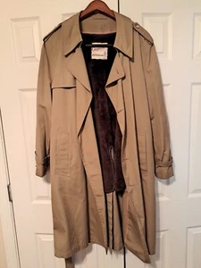 Clipper Mist Trenchcoat Brown Vintage 42 Reg Removable Liner - Picture 1 of 4