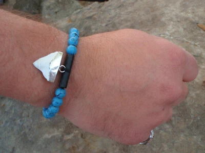 "Deep blue" 925 silber  bracelet armband real sharkteeth chaolite luxury limited - Bild 1 von 4