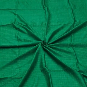 Vintage Verde 100% Seda Pura Telar de Mano Cuadros Sari Retazos 4.6m Craft Tela - Imagen 1 de 4