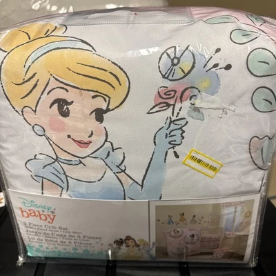 Juego de ropa de cama de 3 piezas para cuna de bebé Princesas Disney - rosa Foto 1 de 4