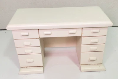 Casa de muñecas de madera vintage miniatura blanco escritorio oficina escuela Foto 1 de 4