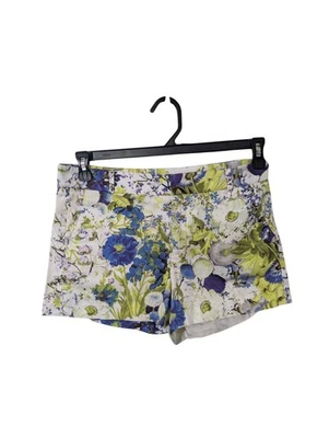 Pantalones Cortos Mujer Zara Talla M Verde Azul Blanco Diseño Floral Imitación Bolsillos Traseros  Foto 1 de 4