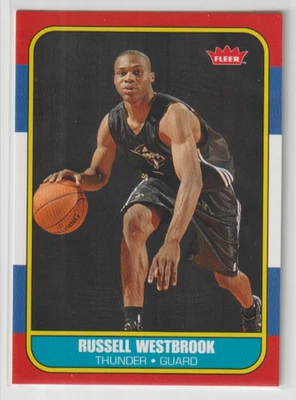 2008-09 Fleer Russell Westbrook 1986-87 复古新秀 RC #86R-166 OKC 雷霆 — 第 1/2 张图片