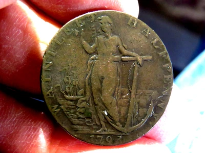 1793 Half Penny  Lincolnshire England Waynefleet Magdalen College K1 - Image 1 of 2