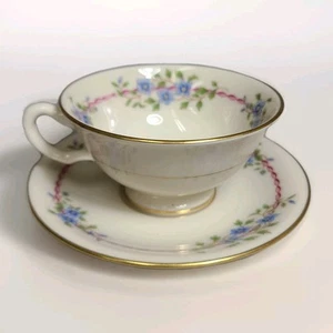 Vintage Lenox S-314 Belvedere China Blue Flower Cup and Saucer Discontinued - Picture 1 of 6