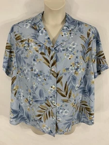 Camicia blusa Alfred Dunner PLUS 20W 2X blu con bottoni manica corta poliestere - Foto 1 di 14