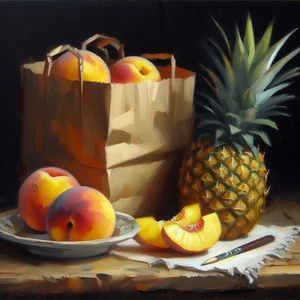 Art "Plucker Bag"Original Still Life Oil Painting Kitchen Home 12"×12" Realistic - Picture 1 of 1