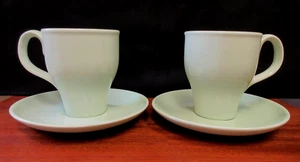 Vintage RUSSEL WRIGHT IROKESEN LÄSSIG PORZELLAN 2 neu gestaltete TASSEN & 2 UNTERTASSEN GRÜN - Bild 1 von 7