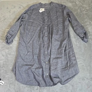 Abito donna lino J.Jill 2X nero popover camicia cravatta manica leggero  - Foto 1 di 8