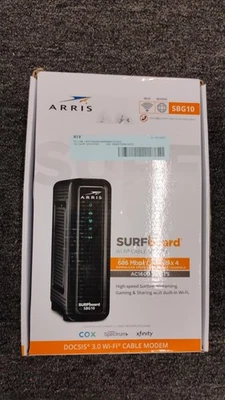 Placa de surf Arris SBG10 DOCSIS 3.0 16 x 4 AC1600 cable módem Wi-Fi, OBN, N5 Foto 1 de 3