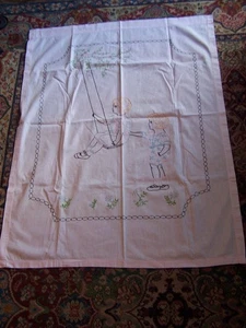 Baby Krippe Topper handbestickt Cottagecore Volkskunst Mädchen Schaukel Krankenschwester 44x23" - Bild 1 von 9