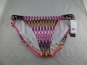 NWT Kenneth Cole Líneas lineales Multicolor Estampado Hipster Bikini Bottom Sz L - Imagen 1 de 3
