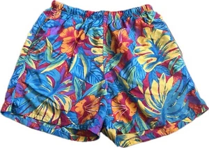 VINTAGE Jockey Shorts Men's M Swim Trunks Beach All Over Print Floral Hawaiian - Picture 1 of 11