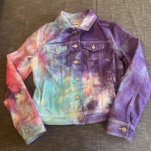 Custom Tie Dye Old Navy Denim Chaqueta Vaquera Azul Rosa Púrpura Junior M - Imagen 1 de 6