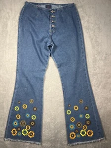Pantalones de mezclilla vintage Baxis para mujer talla 11 cintura alta acampanados bordados - Imagen 1 de 12