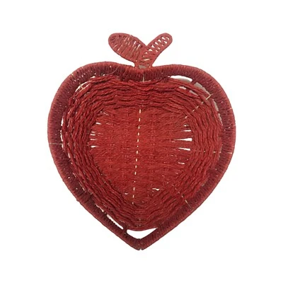 Cesto/Vassoio rosso a forma di cuore in vimini - Immagine 1 di 2