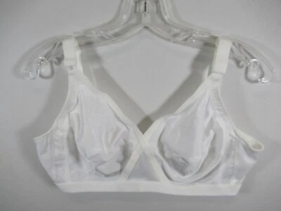 Sujetador cruzado satinado sin forro vintage Underscore 40C blanco inalámbrico nailon 1874 Foto 1 de 4