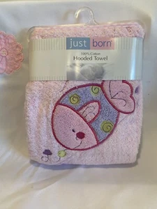 Hooded Baby Bath Wrap Towel Girl Pink Fish Just Born 100% Cotton Full Size New - Picture 1 of 8