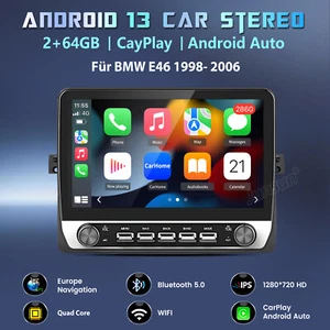 Für BMW 3er E46 1998-2006 Carplay Autoradio Android 13 GPS Navi WIFI BT SWC 64G - Bild 1 von 17