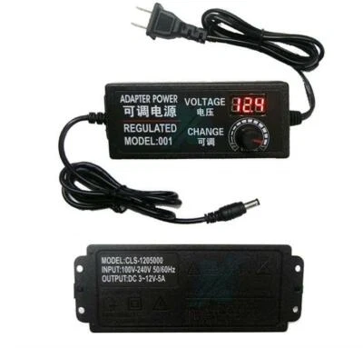 3V-12V 5A adjustable voltage power adapter speed power supply 100-240V input - Image 1 of 4