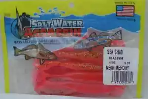 Bass Assassin SSA25308 4" Sea Shad 10 Pk Neon Mercury - Picture 1 of 2