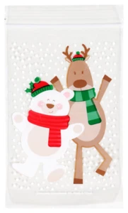 New CHRISTMAS CELLO PARTY GIFT BAGS TREAT BAGS 30 Ct. Zip Seal ~ Reindeer & Bear - Picture 1 of 2