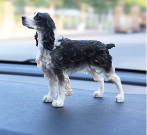 5.5"China collection resin Black and white Springer spaniel model statue - Picture 1 of 7