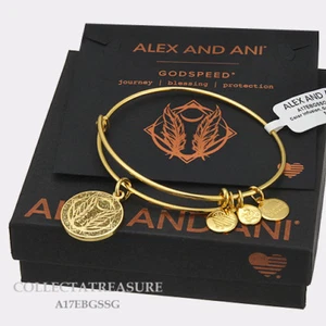 Auténtico brazalete de infusión de color Alex and Ani, Godspeed, oro amarillo - Imagen 1 de 1