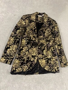 Chaqueta Blazer Soft Surroundings Mujer Negra Dorada Floral Talla Xs Chaqueta Marley - Imagen 1 de 8