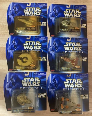 Star Wars Vintage Micro Machines Episode I Die cast Metal Set of 6 'Yellowing' - image 1 of 4