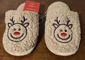 Wondershop Kids Holiday Reindeer Happy Face Scuff Slippers - Brown Size 13-1 - Picture 1 of 7