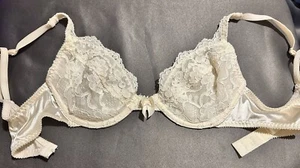 Vtg Victorias Secret Gold Label Cream Lined Lace Underwire Bra 34B 76217 - Picture 1 of 6