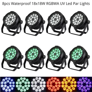 BECEN 8Pcs Waterproof 18x18W RGBWA UV 6IN1 LED Par Light DMX RDM Stage Lighting - Picture 1 of 14