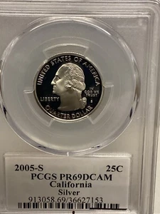 2005 S PGCS PR69DCAM California States Quarter Silver Proof Low Mintage Rare - Bild 1 von 2