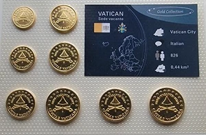 VATICANO SEDE VACANTE 2005 GOLD COLLECTION EURO CAMPIONI ORO 24KT PL. - Bild 1 von 8