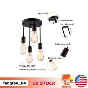 LED Chandelier Light Semi Flush Mount Lamp Crystal Ceiling Fixture Living Room - Picture 1 of 19