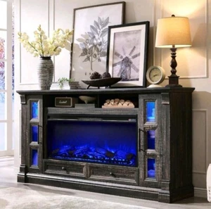 Elegant Farmhouse Style TV stand With Fireplace ๐ฅ Hold Up โ๏ธ 80in TV - Picture 1 of 7