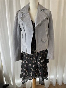 Mango baby blue ladies suede leather jacket, size S - Picture 1 of 6