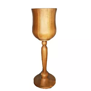 Cáliz de madera vintage hecha a mano de 12" de madera tallo largo copa de madera tallada a mano - Imagen 1 de 12